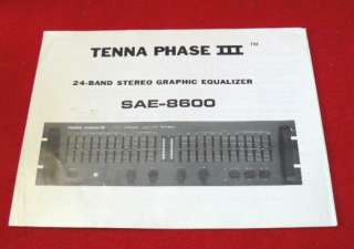 Tenna Phase III Graphic Equalizer Manual  