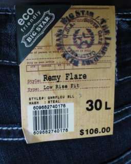 NWT Womens BIG STAR Jeans LOW RISE Boot Cut STEAL REMY FLARE Long w 