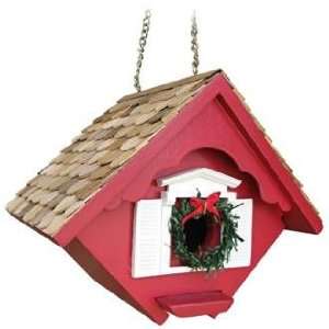    Red Christmas Wren Cottage Bird House Patio, Lawn & Garden