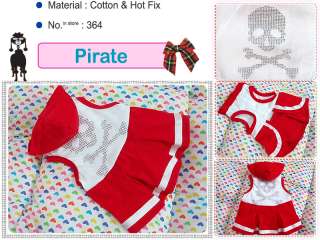 Small Dog Clothes,Pirate Skull Hot Fix Hoodie Dress,364  