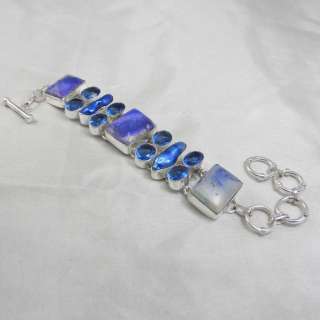 Dendrite Opal,BlueQuartz,Biwa Pearl Silver 925 Bracelet  