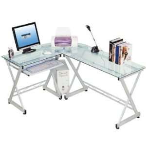    Glass L Shaped Computer Desk by Techni Mobili: Office Products