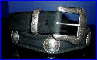 Western Decor Full Grain Leather Cowboy Concho Belt  