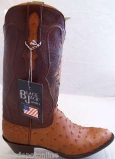 Black Jack Womens Cognac Ostrich Cowboy Boots 9B New  