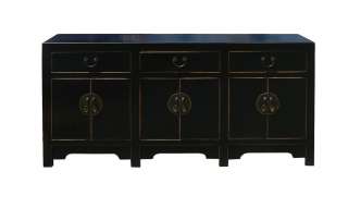 Black Lacquer Moon Face Console Buffet Sideboard ss498  