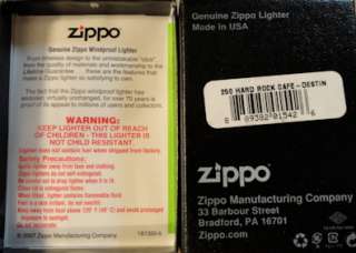 Hard Rock Cafe DESTIN Chrome Silver ZIPPO Lighter Mint New in Box 