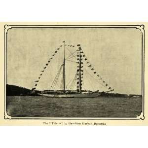  Hamilton Harbor Bermuda Ship   Original Halftone Print