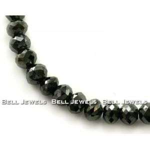 MASSIVE 202.00CT FACETED BLACK DIAMOND BEAD STRING NECKLACE 14k WHITE 