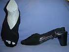 TARYN ROSE Black Fabric & Leather Slingback Shoes 39 9