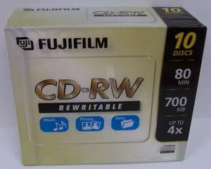 Blank CD RW80 (4X) Fuji Rewritable CD Discs in Slim Case in a 60 Lot 