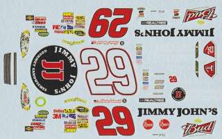 29 Kevin Harvick Jimmy Johns Bud Chevy RCR 2011 Decals  