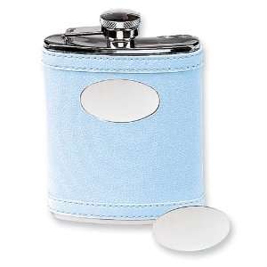  Stainless Steel Faux Leather Light Blue Flask Jewelry