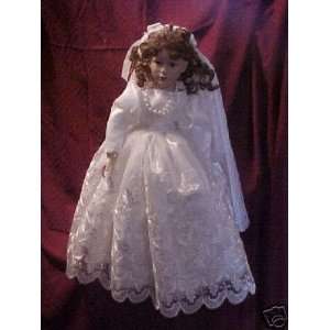    Porcelain Wedding Doll Bride Hand Made Dress 