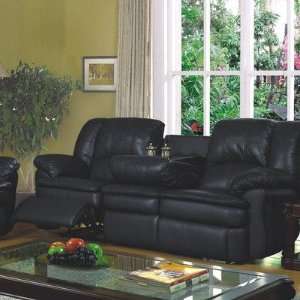    Calahan Bonded Leather Reclining Sofa in Black