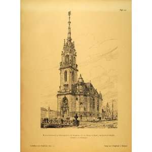   Church Strasbourg France   Original Halftone Print