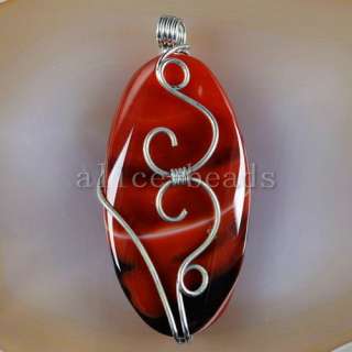 Wire Wrap Red Onyx Agate Pendant Bead H120572  