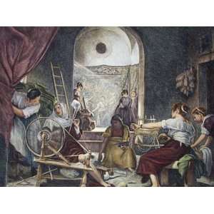 Tapestry Weavers Etching , Portraiture People Engraving Intaglio 