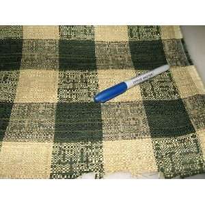 Fabric Woven Tapestry Upholstery Green Checker RI405 By Yard,1/2 Yard 
