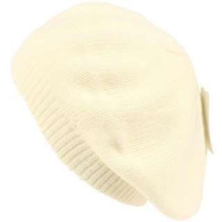 Solid Soft Beret Tam Tight 2ply Knit Winter Hat Ivory  