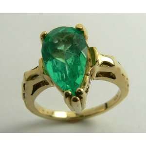  Tantalizing Colombian Emerald & Gold Solitaire Ring 