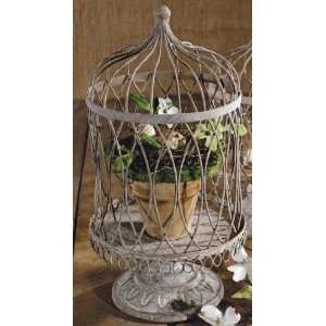  Weathered Grey Wire Cloche Dome Terrarium with Decorative 