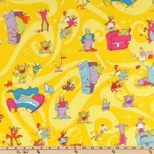  44 Wide Boogie Monsters Playtime Yellow Fabric By The 