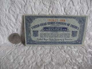 Vtg United Cigar Paper 1/2 Coupon Certificate Premium  