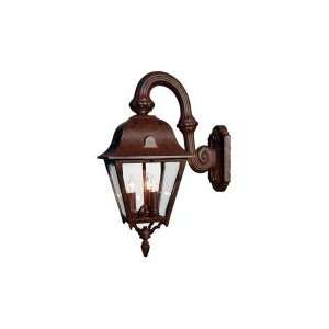   Light Outdoor Wall Light in Antique Red with Clear Beveled Glass glass