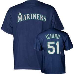 Mens Seattle Mariners #51 Ichiro Suzuki Name and Number T Shirt