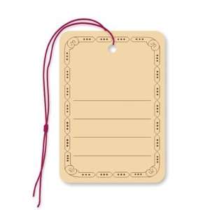  Utility Tag, buff stock, Brown ink, w/ Brown String , 1.75 