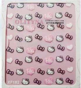 Hello Kitty & Bowknot 3D Nail Art Decoration Sticker Tip Decal 