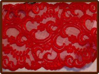 GORGEOUS RED SWIRLY FLORAL NET GALLOON LACE TRIM  