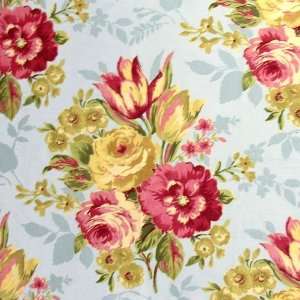  54 Wide Erin Floral Robins Egg Fabric By The Yard: Arts 
