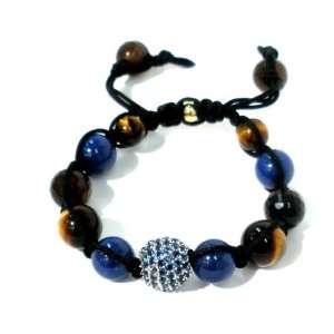 Shamballa 14mm Blue Cz Pave with 12mm Gems Stones Blue Agate Smooth 