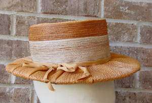 Sandy Braeburn Vintage Straw Fabric Hat Hair Combs  