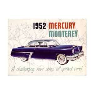    1952 MERCURY MONTEREY Sales Brochure Literature Book: Automotive
