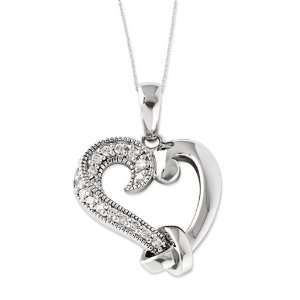    Sterling Silver CZ Tied By Love 18in Heart Necklace Jewelry