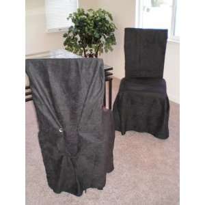  6pcs set Micro Suede Dining Chair Covers   Black