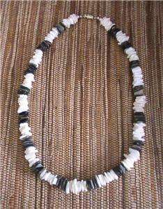 Puka Shell Chip Necklace w/BLACK Puca Surf Choker 18  