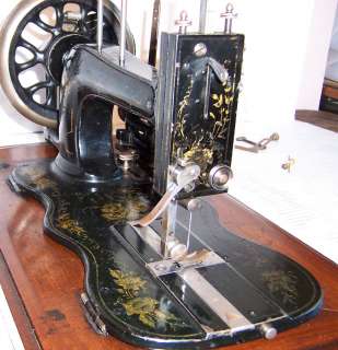 1884 Frister & Rossmann Hand Crank Sewing Machine Fiddlebase Gold 