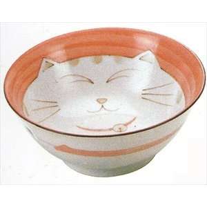  Smiling Pink Cat Porcelain Noodle Bowl 7 1/4in #HY57/P 