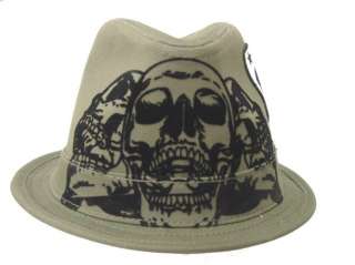 Broner Olive Skull Fedora Hat Broner Hats Skull Hat  