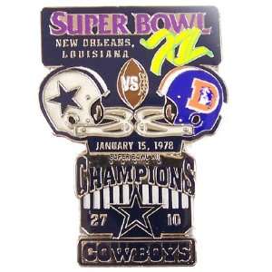  Super Bowl XII Oversized Commemorative Pin: Sports 