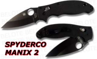 Spyderco Manix 2 G 10 BLACK BLADE Plain Edge C101GPBBK2  