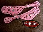 HORSE LEATHER PINK ostri WESTERN SPUR STRAPS BARREL BLING SILVER TACK 