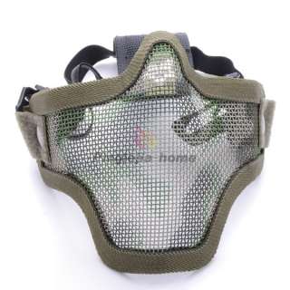 Green Half Face Metal Mesh Protective Mask Airsoft Paintball Resistant 