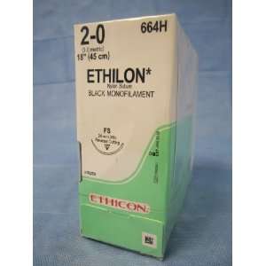 664H 2 0 Ethicon Ethilon Nylon black 18 FS Cutting Suture (box of 36 