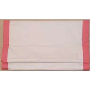  White Cotton with Pink Banding Fabric Roman Shade with 