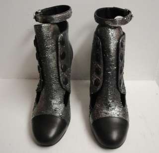   Metallic Leather Cut Out Booties Boots Shoes 37.5/38.5/40/40.5  