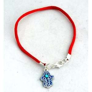  Red Silk String with Silver Plated Hamsa Hand Against Evil 